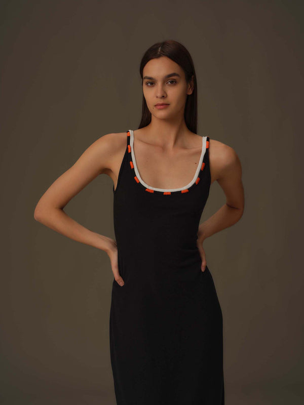 Detailed Neckline Maxi Dress