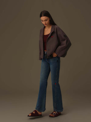 寬版束腰西裝外套