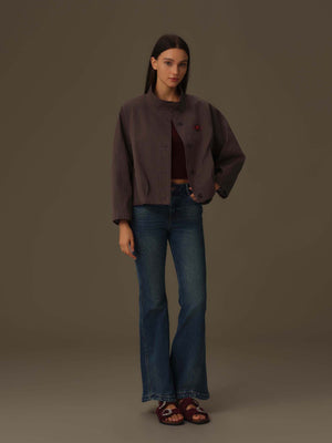 寬版束腰西裝外套