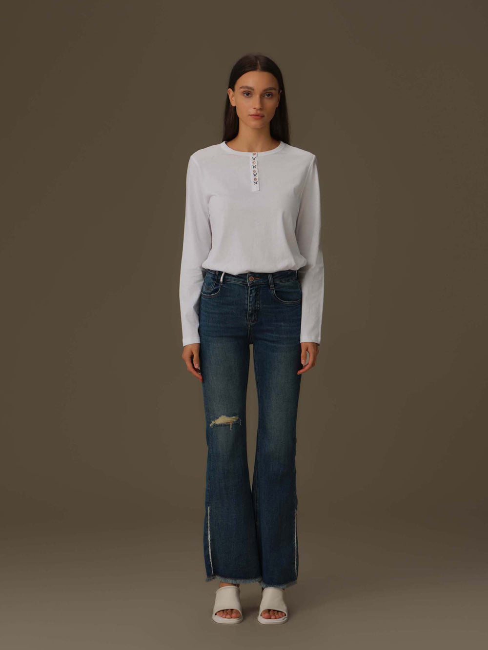 Side Seam Flared Denim Jeans