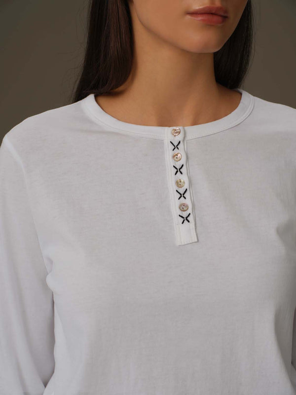 Cross-Stitched Placket Top