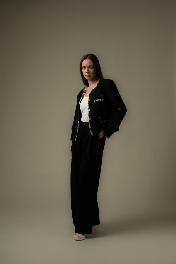 Patched Tweed Jacket