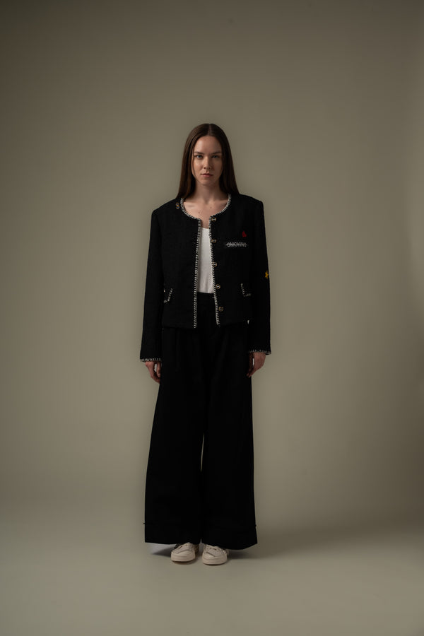 Patched Tweed Jacket