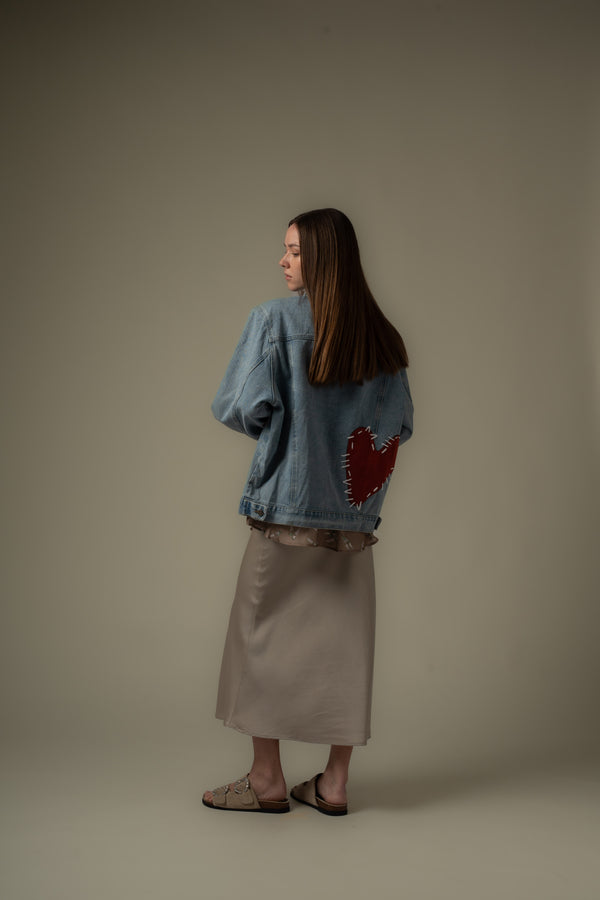 Heart-Shaped Patch Denim Jacket
