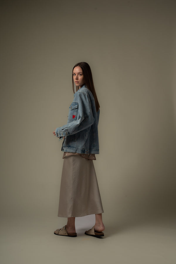 Heart-Shaped Patch Denim Jacket