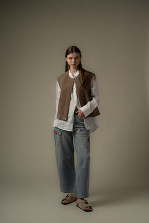 Double Pocket Suede Vest