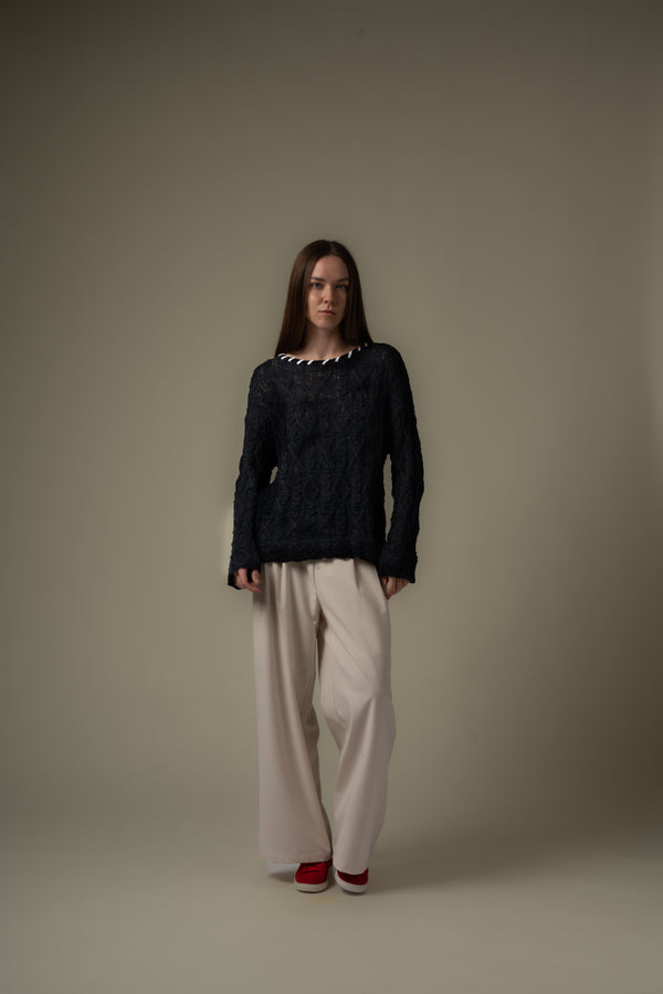 Stitch Collar Knit Top