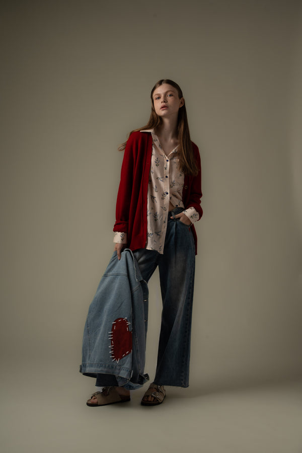 V-Neck Wool Cardigan