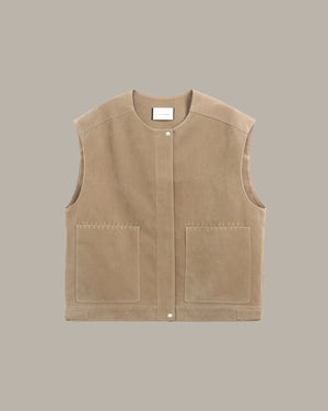 Double Pocket Suede Vest