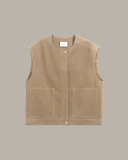 Double Pocket Suede Vest