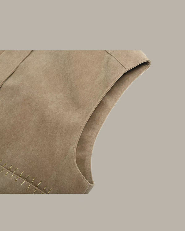 Double Pocket Suede Vest