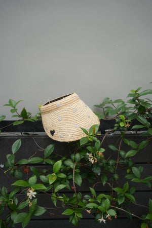 Heart Embroidery Straw Visor Cap