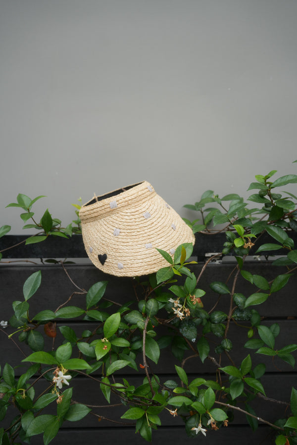 Heart Embroidery Straw Visor Cap