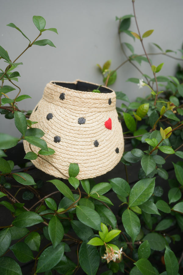 Heart Embroidery Straw Visor Cap