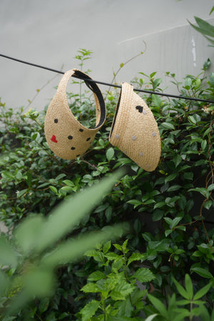 Heart Embroidery Straw Visor Cap