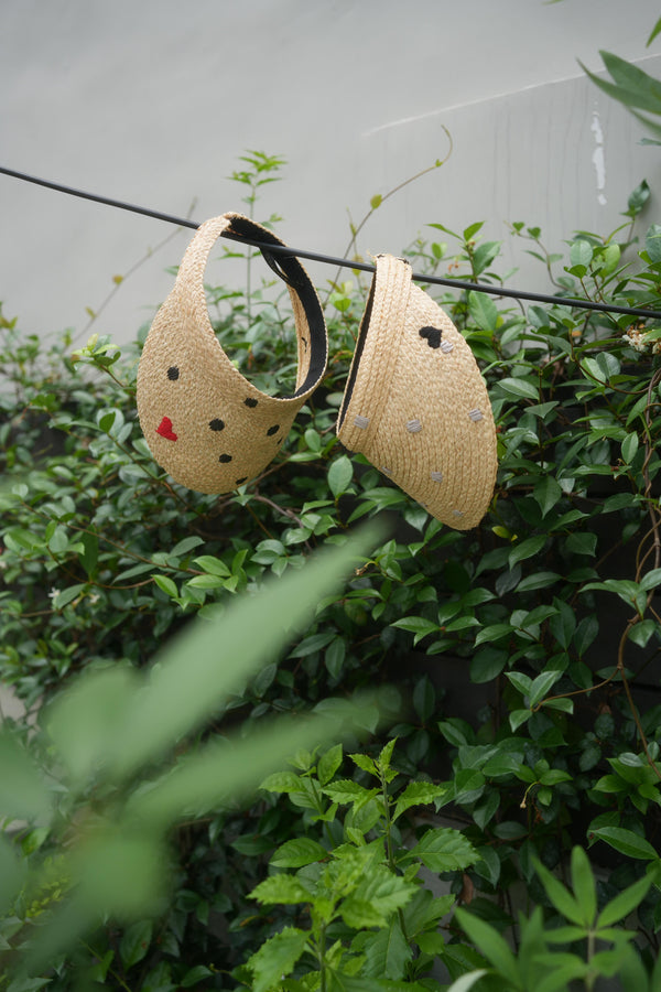 Heart Embroidery Straw Visor Cap