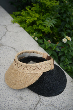 Decorative Stitches Straw Visor Cap