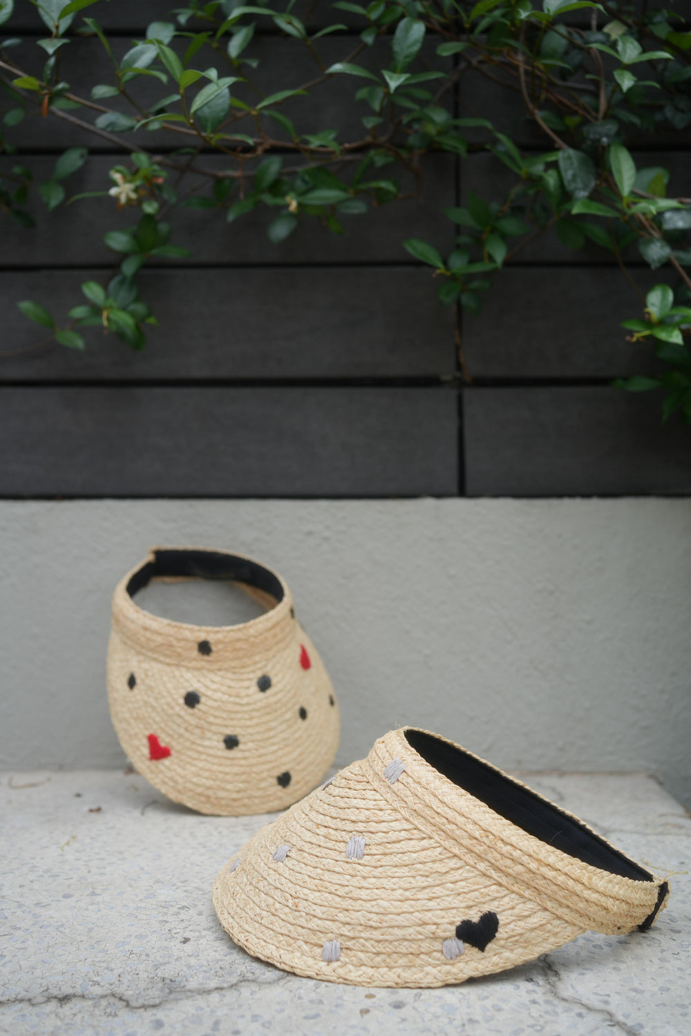 Heart Embroidery Straw Visor Cap