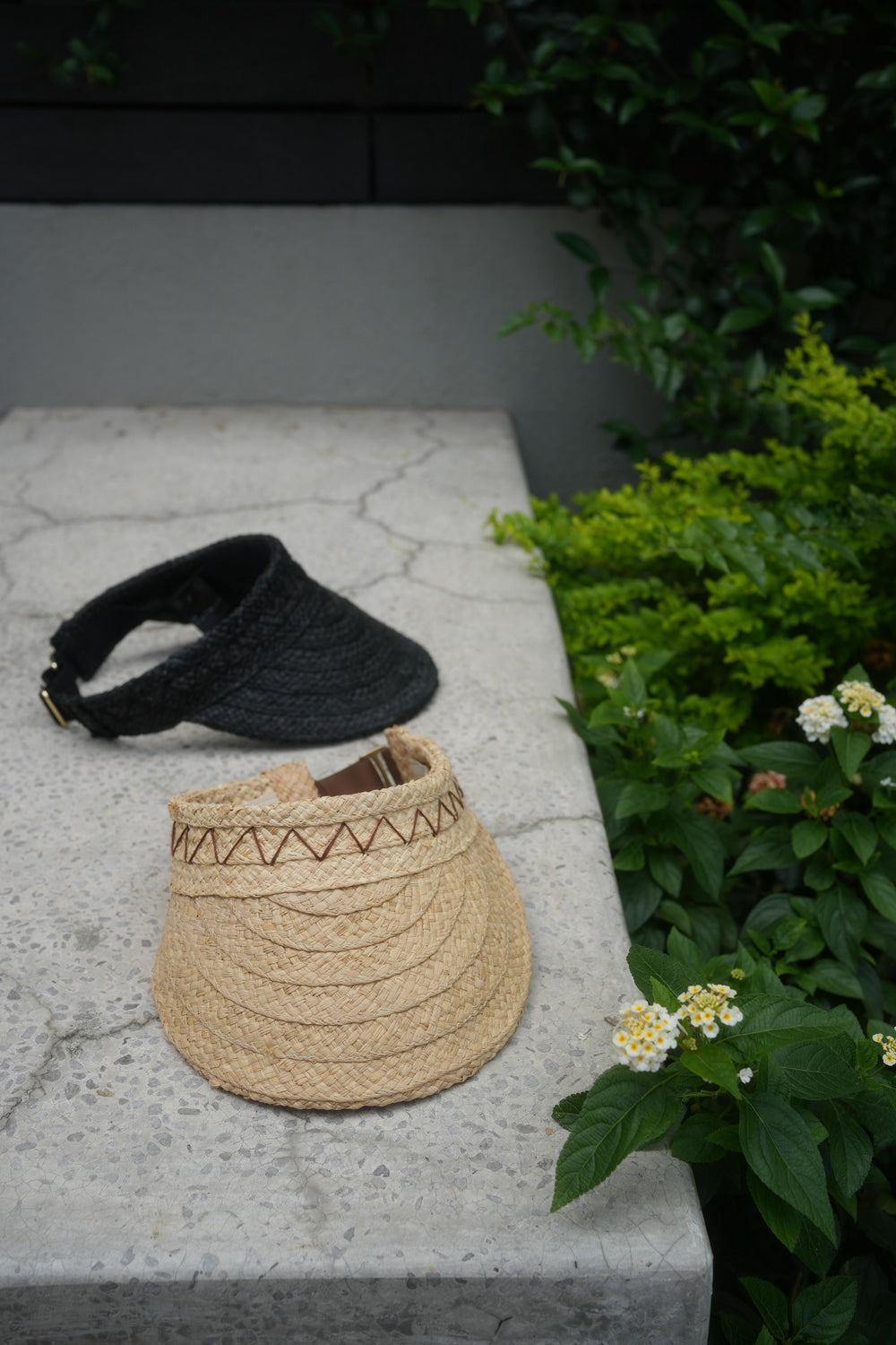 Decorative Stitches Straw Visor Cap