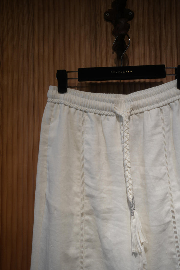 Braided-Drawstring Linen Pant