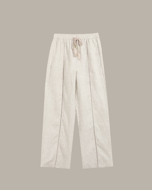 Braided-Drawstring Linen Pant