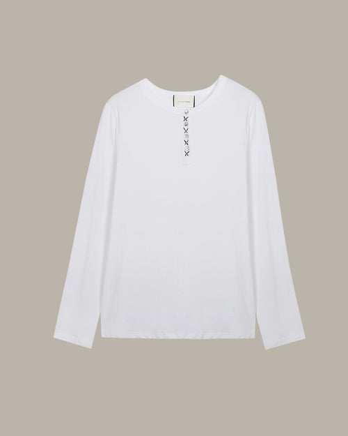 Cross-Stitched Placket Top