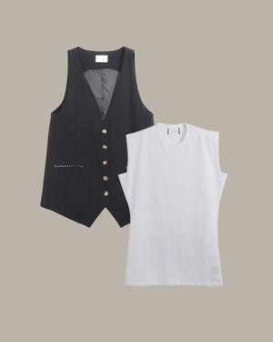 紐扣背心及無袖上衣套裝