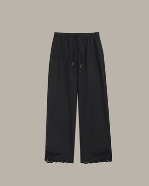 Embroidered Cuff Drawstring Pants