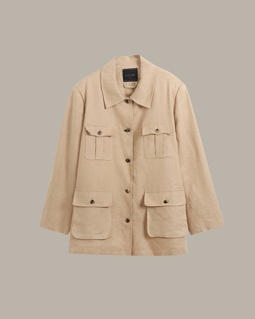 100% Linen Multi-Pocket Jacket