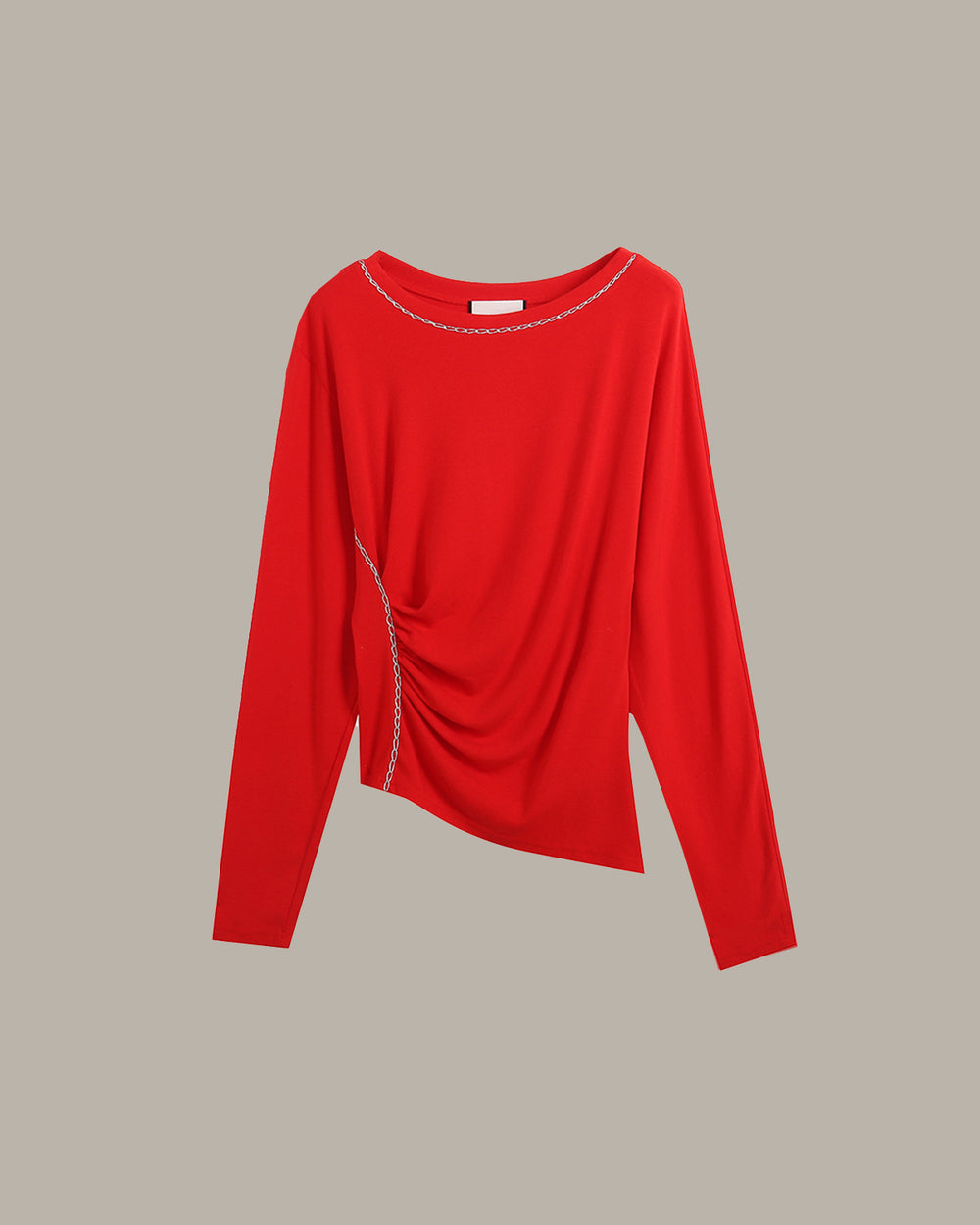 Asymmetrical Draped Chain Details Top