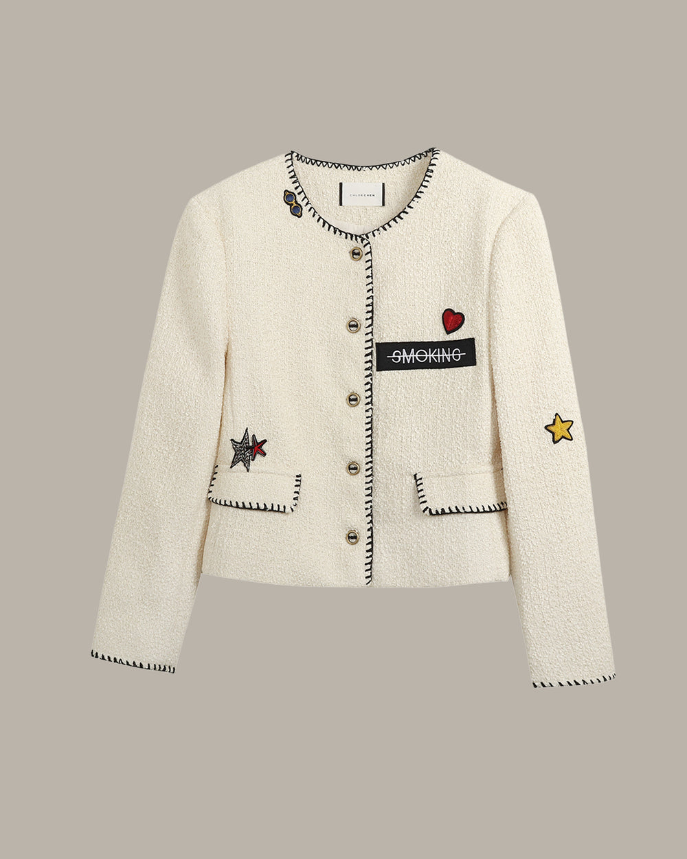 Patched Tweed Jacket