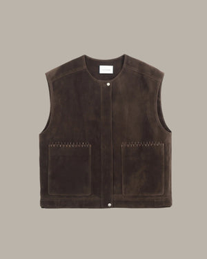 Double Pocket Suede Vest