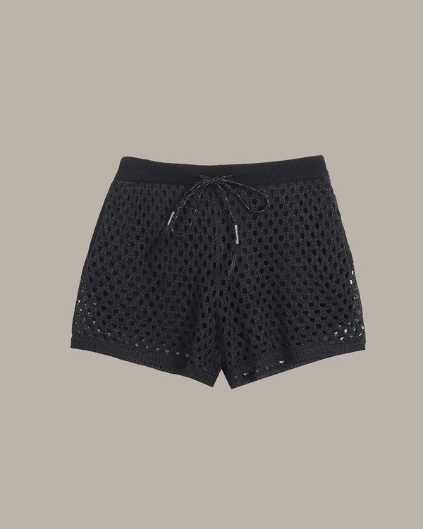 Hollow-Out Knit Shorts