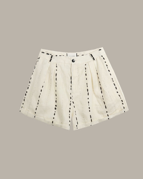 100% Linen Dotted Printed Shorts