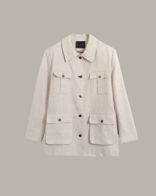 100% Linen Multi-Pocket Jacket