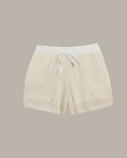 Hollow-Out Knit Shorts