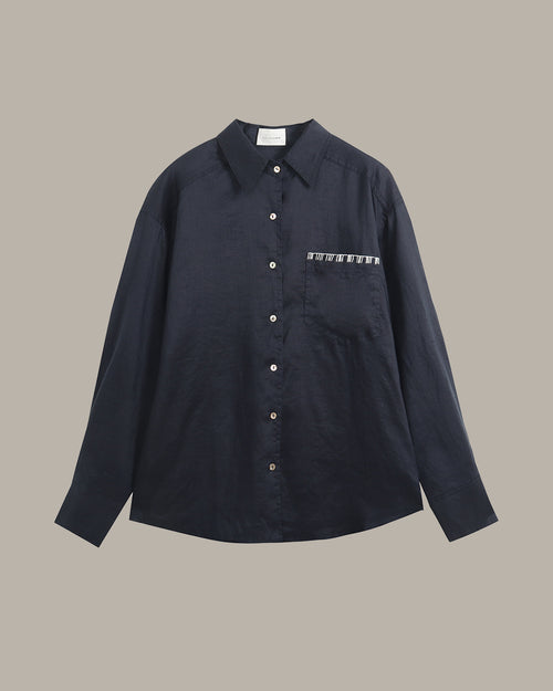 100% Ramie Back Hollow-Out Shirt