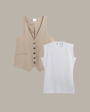 紐扣背心及無袖上衣套裝