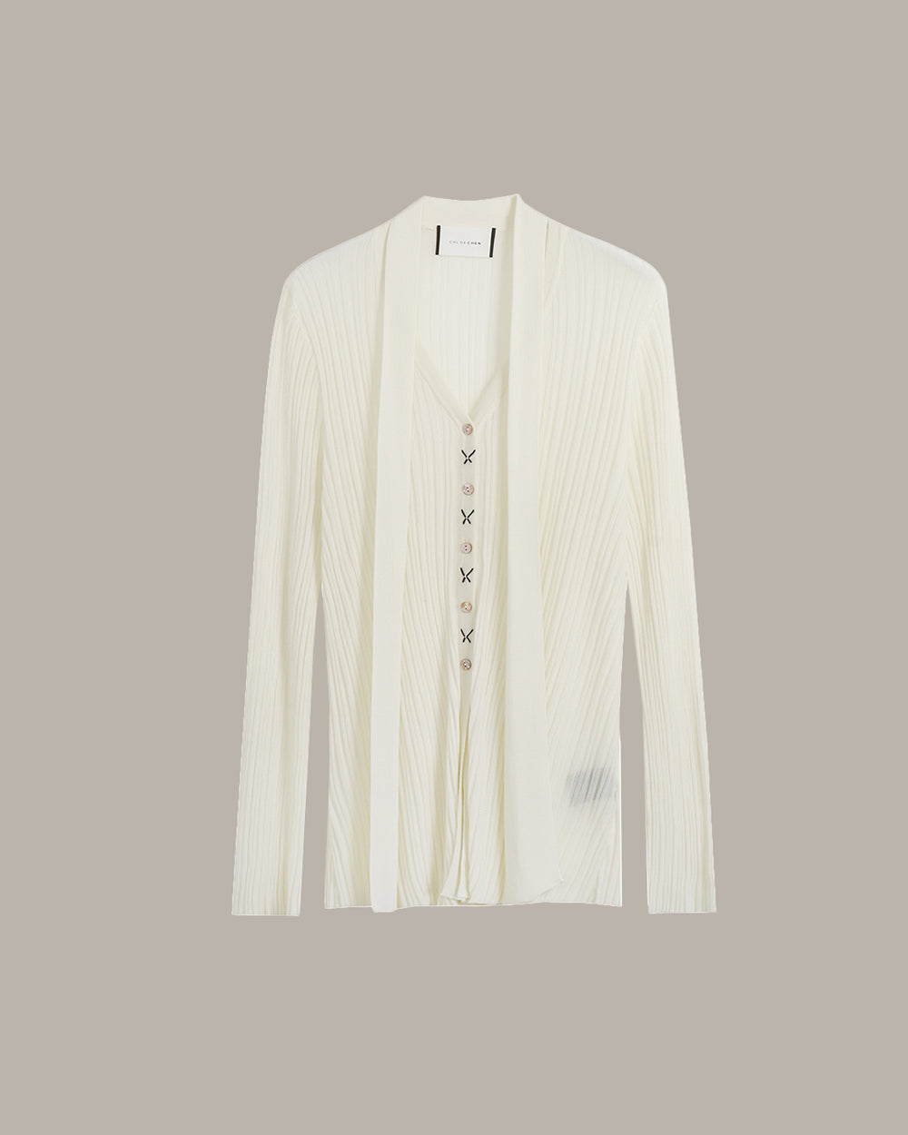 Pleated Knit Open Cardigan