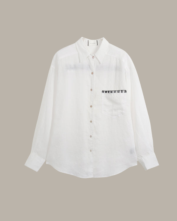 100% Ramie Back Hollow-Out Shirt