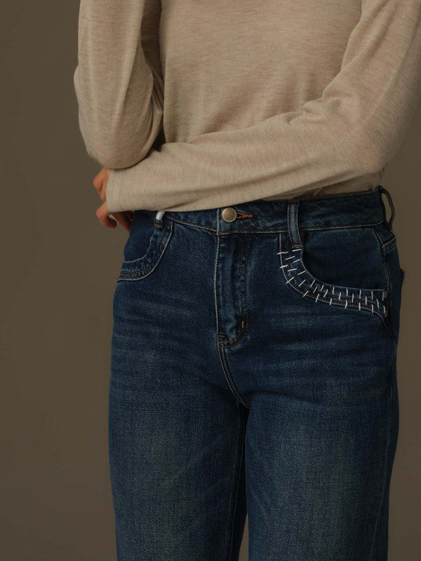 Stitched Flare Denim Jeans