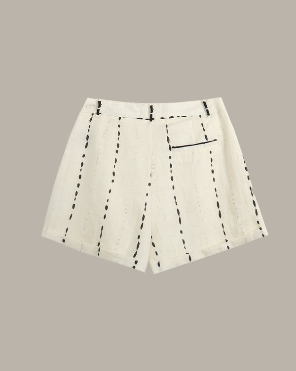 100% Linen Dotted Printed Shorts