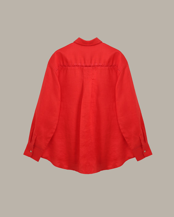 100% Ramie Back Hollow-Out Shirt