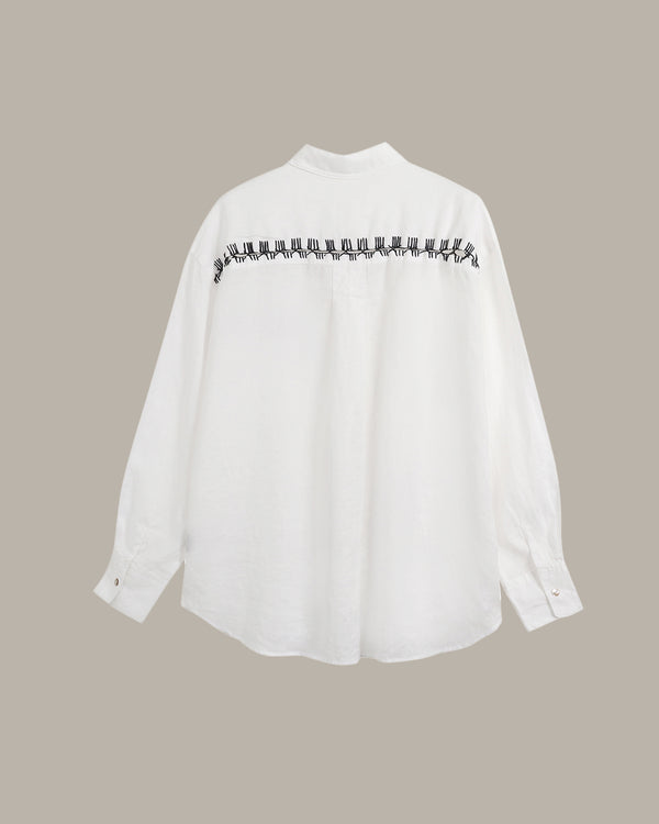 100% Ramie Back Hollow-Out Shirt