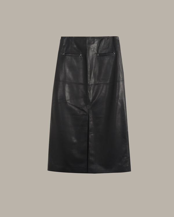 Leather Midi Skirt With Slit