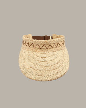 Decorative Stitches Straw Visor Cap