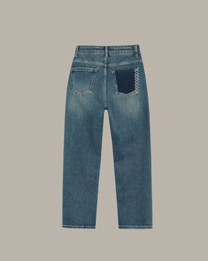 Stitched Detail Distressed Jeans