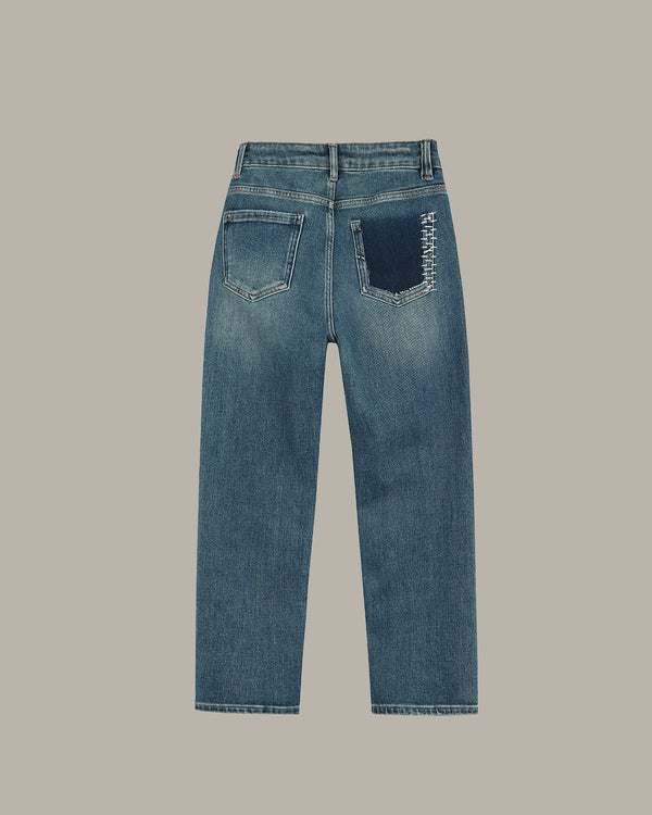 Stitched Detail Distressed Jeans