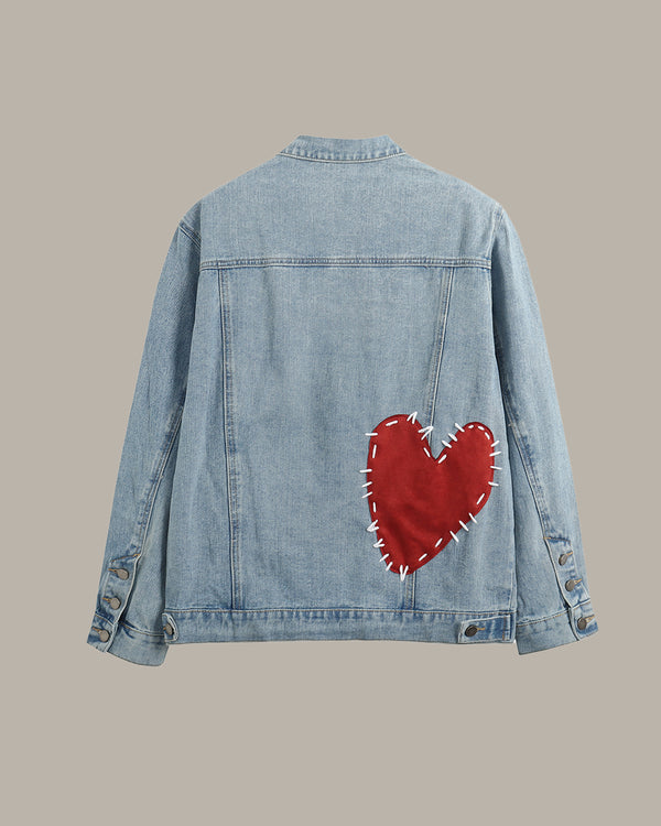 Heart-Shaped Patch Denim Jacket