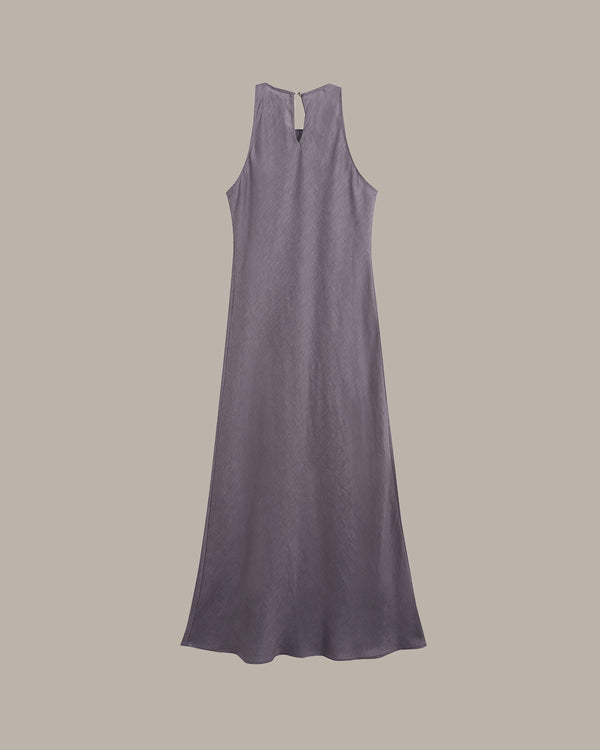 100% Linen Minimalist High-Neck Dress
